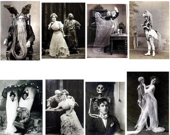 Halloween Collection  Number 4 blank Cards Handmade 10 cards Vintage Photos