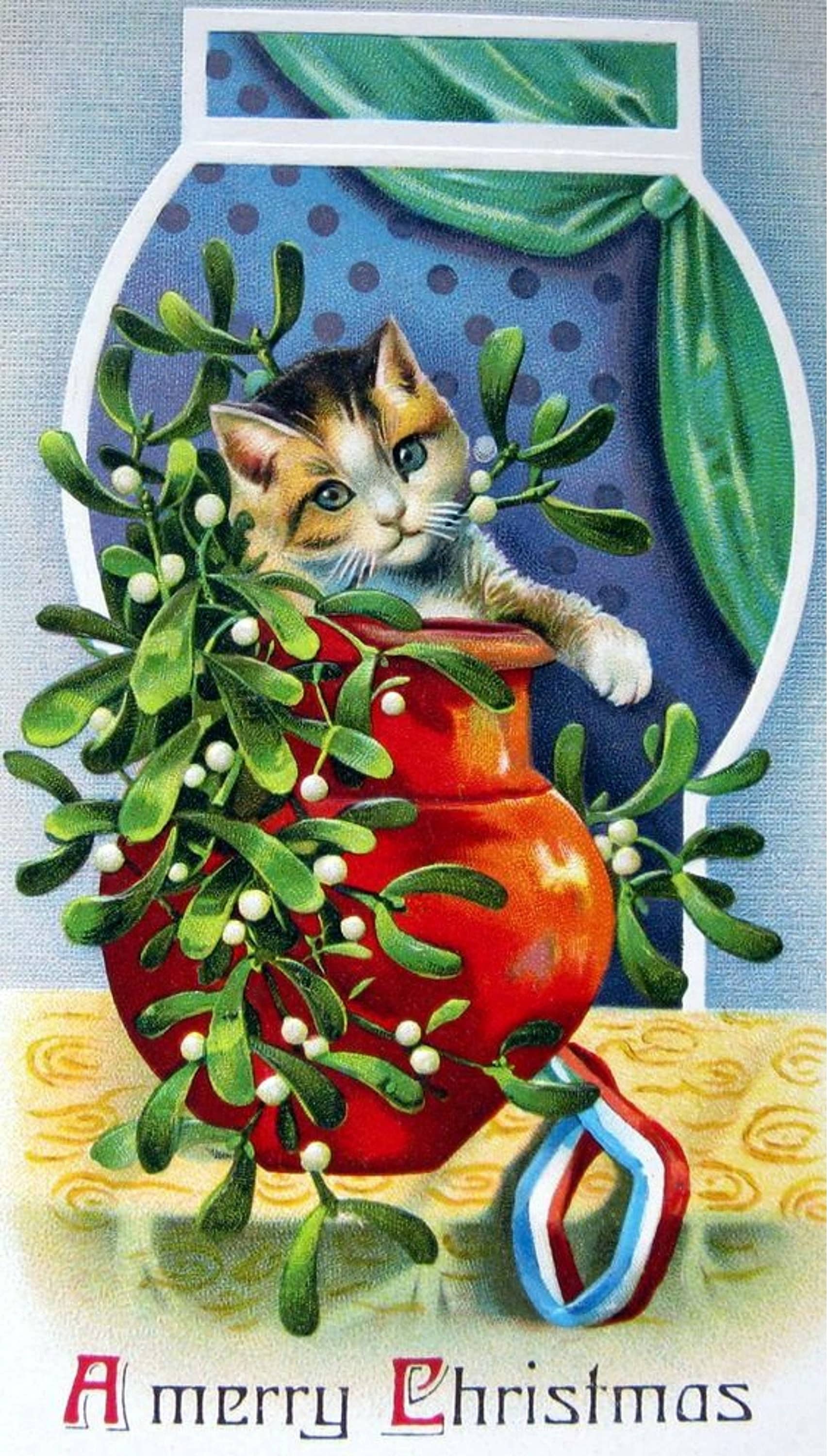 Vintage Weihnachtskarte Im Edwardianischen Stil – Mit Umschlag, 12,5x17,5 Cm, Für Persönliche Grüße