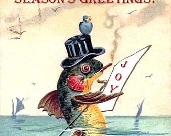 Holiday Odd Vintage Christmas Seasons Greetings Holiday Yule Cards Thank You Birthday