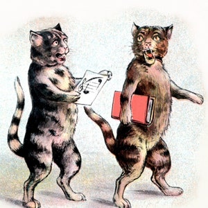 Vintage Cats Blank Note Card Handmade Birthday Holiday Thank You Get Well