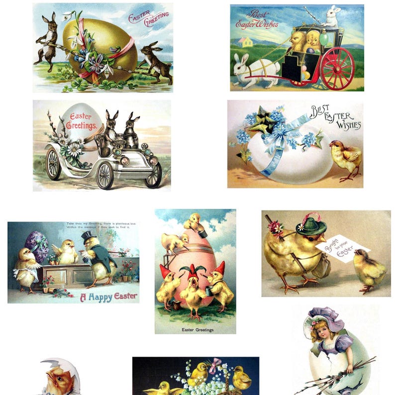 Vintage Image Easter Cards Set of 10 - Etsy