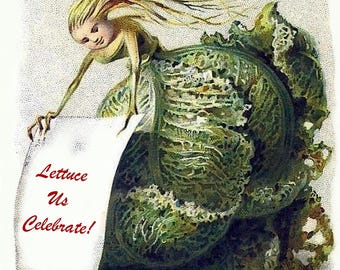 Odd Holiday Lettuce  Vintage Christmas Seasons Greetings Holiday Yule Cards Thank You Birthday