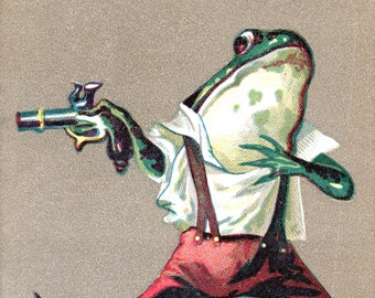 Vintage Frog Advertising Blank Note Cards Retro Vintage Hand Made Birthday Thank You