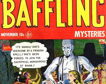 Baffling Mysteries Comic Book Cover Blank Note Card Vintage Handmade Birthday Thank You