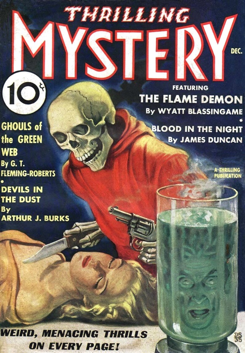 Red Robe Pulp Vintage Horror Comic Book Blank Note Card Holiday Birthday Handmade ...