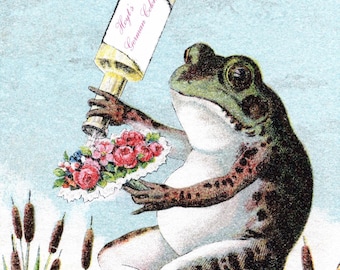 Vintage Frog Advertising Blank Note Cards Retro Vintage Hand Made Birthday Thank You