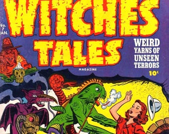 Witches Tales Comic Book Cover Blank Note Card Vintage Handmade Birthday Thank You