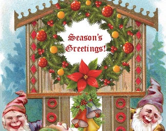 Holiday Odd Vintage Christmas Seasons Greetings Holiday Yule Cards Thank You Birthday