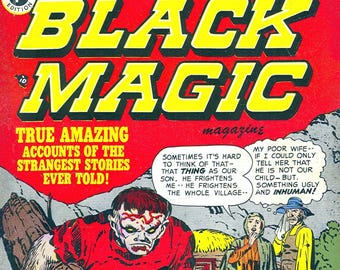 Black Magic Magazine Comic Book Cover Blank Note Card Vintage Handmade Birthday Thank You