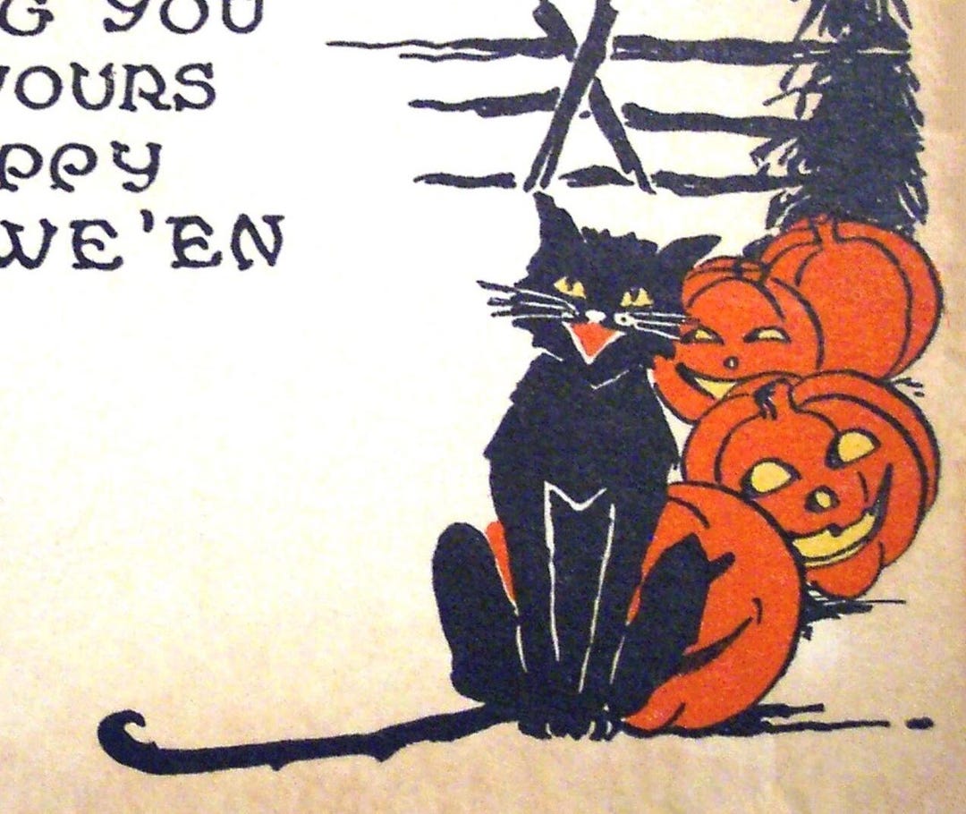 Happy Halloween Vintage Image Note Card Trick or Treat Blank Thank You ...
