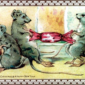 Oneven Victoriaanse vintage kerstafbeeldingen seizoensgroeten kerstkaarten bedankt voor je verjaardag