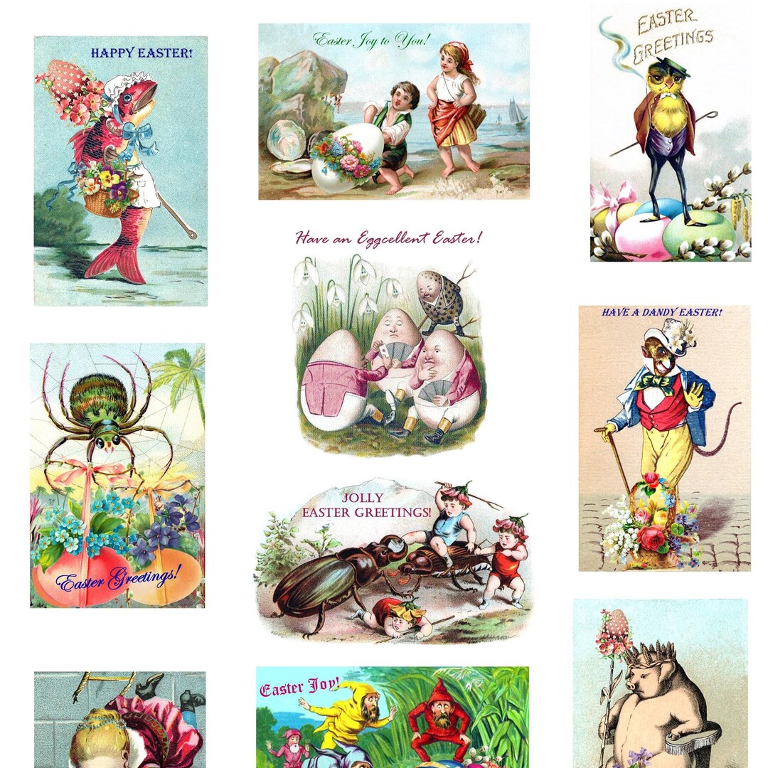 Odd Vintage Image Easter Cards Set of 10 - Etsy