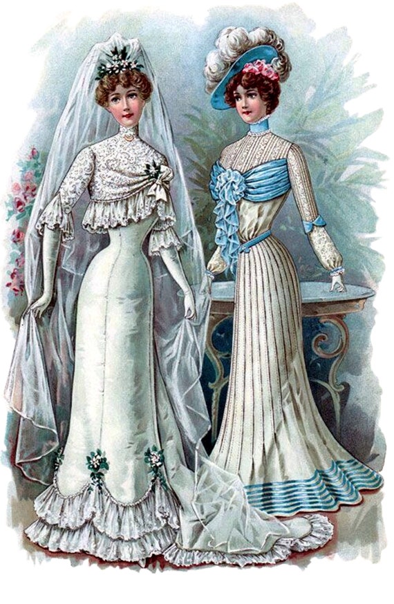 Belle robe de mariee du debut des annees 1900 ce que la mariee portait carte de mode vierge anniversaire de mariage merci Etsy France