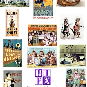 Caixa de gato vintage conjunto 10 #3 cartões em branco convites feriado aniversário feito à mão obrigado melhoras