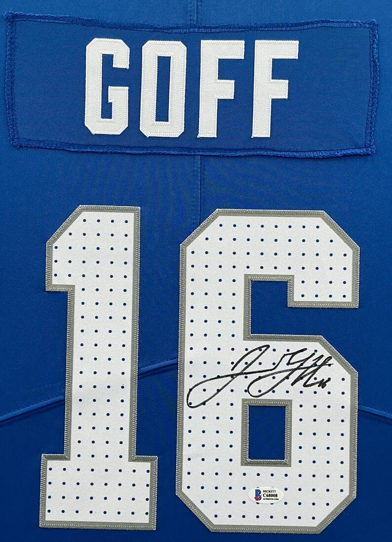 Authentic Detroit Lions Jared Goff Signed Autographed Jersey Beckett