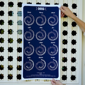 2025 Large MOON CALENDAR in NIGHT Sky - Silkscreen Print