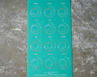 2027 SMALL Moon Calendar - EMERALD Silver Holographic FOIL