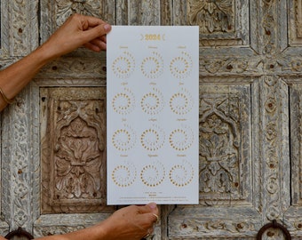 2024 SMALL Moon Calendar - Gold Foil on Pearl White Edition