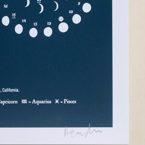 2024 Large MOON CALENDAR in NIGHT Sky Silkscreen Print image 4