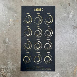 2026 SMALL Moon Calendar - Gold FOIL on Black EDITION