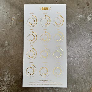 2026 SMALL Moon Calendar - Gold Foil on Pearl White Edition