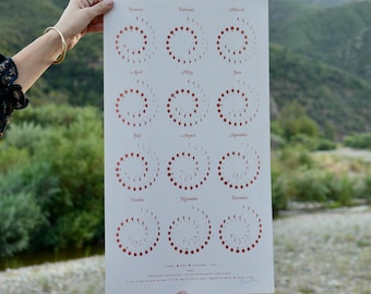 2027 Large MOON Calendar in Rose GOLD on Recycled WHITE - Silkscreen Print