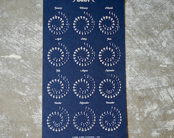 2027 SMALL Moon Calendar - Night Sky Silver Holographic Foil