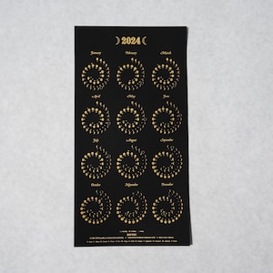 2024 SMALL Moon Calendar Gold FOIL on Black EDITION image 2