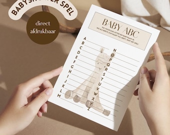 Juego para baby shower beige/neutro | Juego con el abecedario de nombres para baby shower | Alfabeto de nombres para baby shower | Abecedario para baby shower | Neerlandés