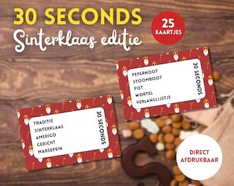 Juego de San Nicolás de 30 segundos | 25 cartas | Holandés | Imprimible al instante