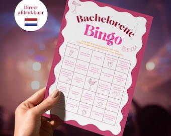 Bachelorette Party Bingo Game for a Woman | Pink Theme | Bachelorette Party Challenges | Instantly Printable | Dutch NL