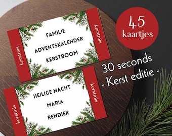 Edición navideña de 30 segundos | 45 tarjetas | Holandés | Imprimible al instante