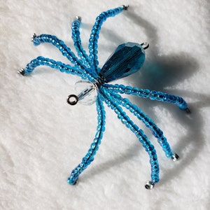 Blue Beaded Spider Charm Ornament Sun Catcher