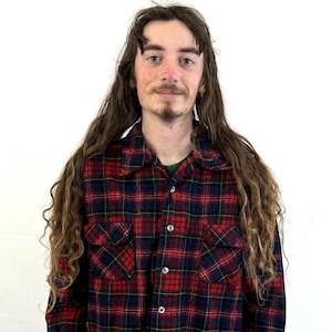 Vintage Pendleton Red Virgin Wool Button Up Down Plaid Shirt