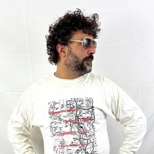 Vintage 1990s 90s 1992 Generra Hypercolor Hittegevoelige Seattle Washington kaart T-shirt T-shirt - veranderingen in houding, veranderingen in breedtegraad
