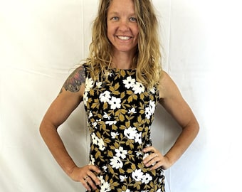 Vintage 1960s 70s Ui-Maikai Barkcloth Cotton Luau Tiki Hawaiian Fitted Mini Dress - Made in Hawaii