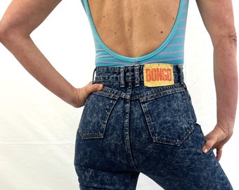 Pantalones vaqueros tobilleros con cremallera, de mezclilla Bongo, estilo vintage de los años 80, lavado ácido.