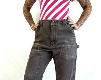 Vintage 1980s Carhartt Double Knee Work Pants Size 36 X 32 / Grey