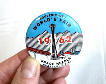 Botón con alfiler Space Needle de la Feria Mundial de Seattle de 1962, de la década de 1960