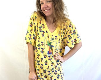 Fun Vintage 1990s 90s Ken Done Free Size Summer Cotton Dress Night Shirt - Done Under