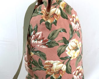 Vintage 1990s 90s Cotton Rucksack Pink Large Floral Backpack -  Gap