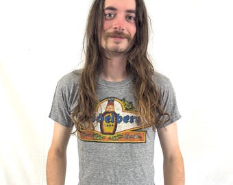 Vintage 1970s 70s Gray RARE Heidelberg Beer Tacoma Seattle Pacific Northwesr Gray Soft Tee Shirt Tshirt