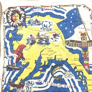 Vintage 40er Jahre 1940er Jahre Tischdecke Alaska Map Souvenir Tischdecke Tischdecke