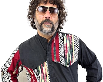 Vintage 1980s 80s Mo Betta Long Sleeve Western All Over Print Button Up Shirt