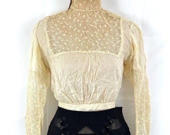 Vintage 1900s RARE Victorian Edwardian Lace WOW Rare Top Blouse