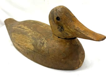 Vintage houten eend antieke lokvogel