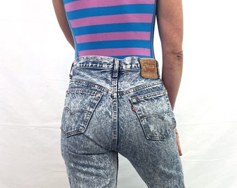 Super Rad Vintage 1980s 90s 80s Levis 501 Acid Wash Denim Jeans - Size 34 X 32