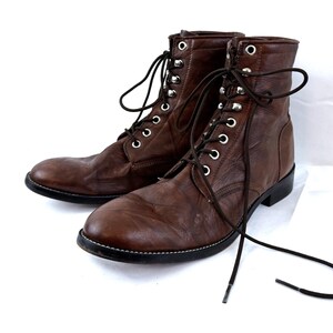 Bottes Justin Vintage Homme - Marron - Lacets - Taille 10.5 D - Style 424