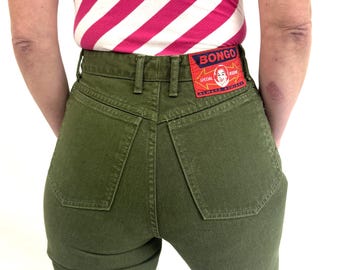Vintage jaren 80 Bongo Gene Montesano groene denim gekleurde jeans uit de jaren 80