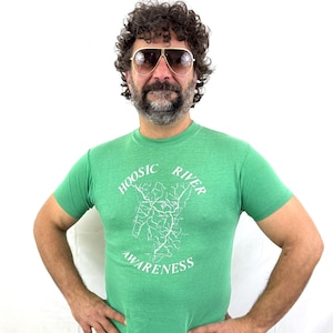 Vintage 1980s 80s Green Tshirt Tee Shirt  - Hoosic River